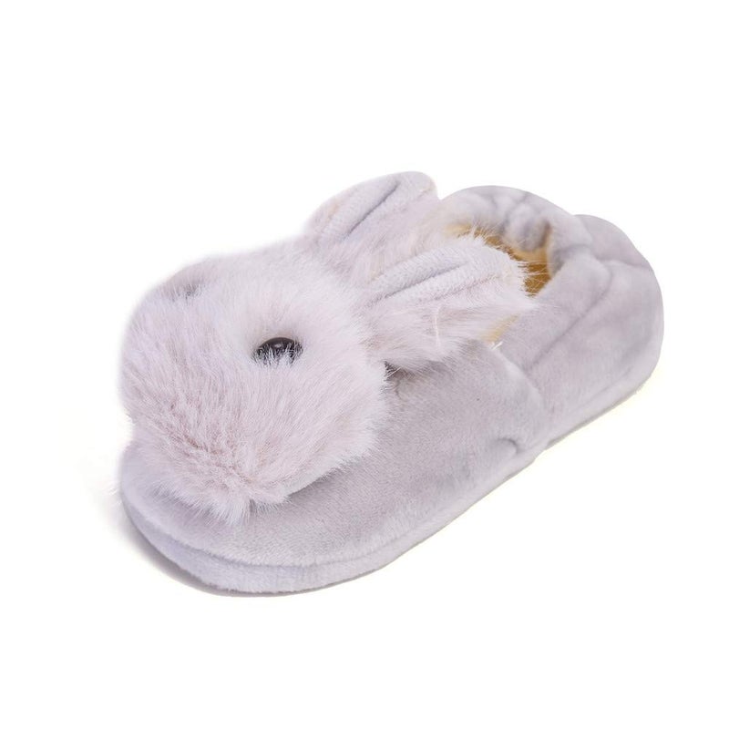 Enteer Baby Girls' Rabbit Slipper Rubber Sole Grey US 7-8 - Image 2